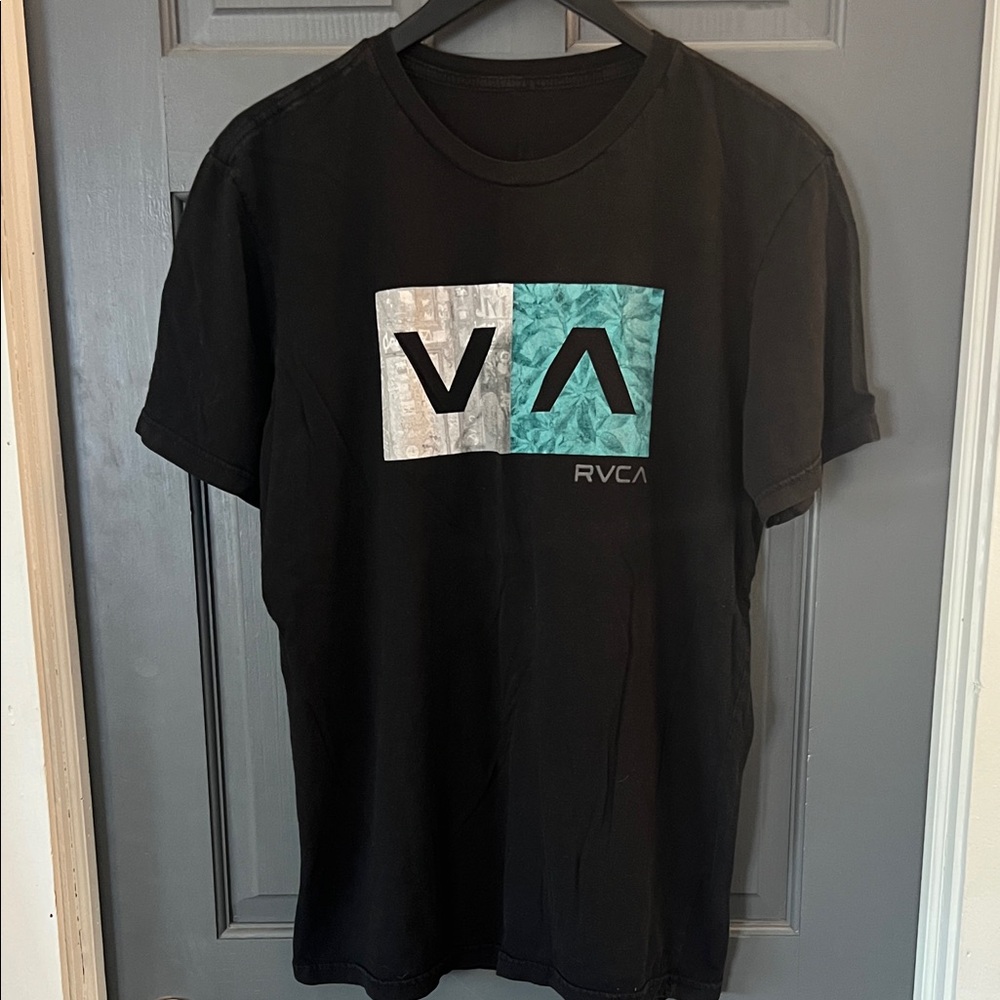 RVCA Black and Teal Graphic Tee HALI